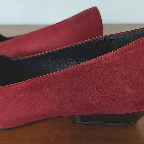 Vtg burgundy Italian suede embroidered loafers | narrow EU 35 - Picture 10 of 12